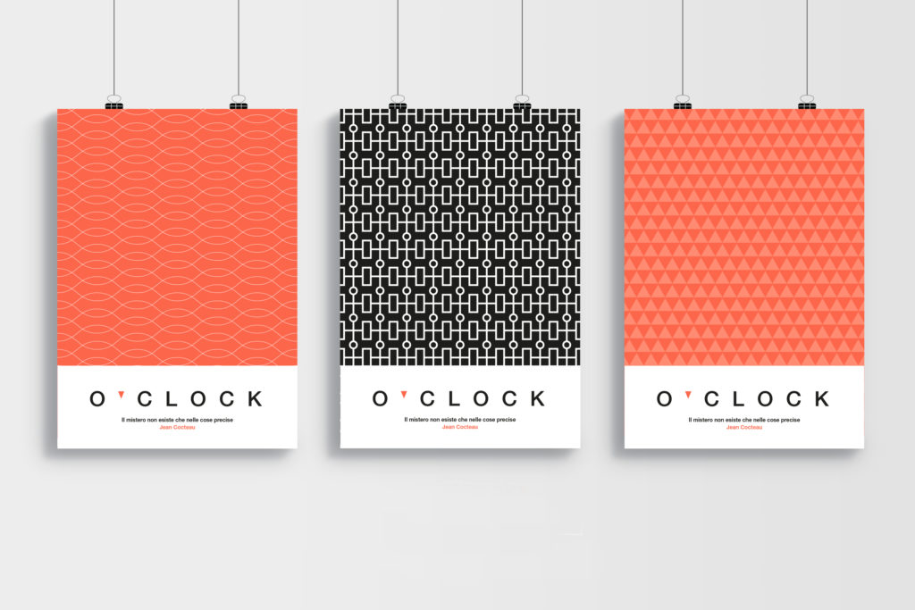 Progettazione dei pattern e poster per il brand O'clock