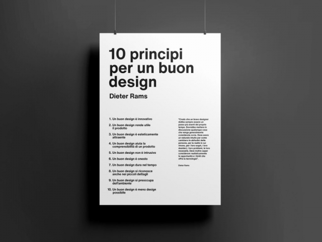 Cartellone/poster raffigurante i "10 principi per un buon design" di Dieter Rams